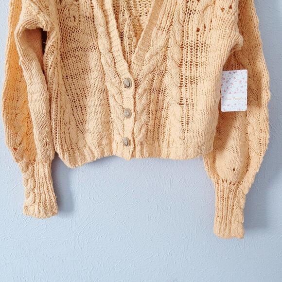 Free People Sandstorm Cable Knit  Layering Cardigan in Nectarine Revolve - Picture 5 of 6